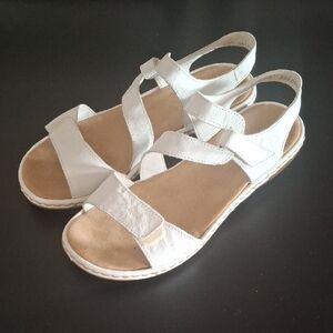 Rieker Antistress White Leather Sandals - Size EU 38 (US 7 - 7.5) - Velcro Comfo